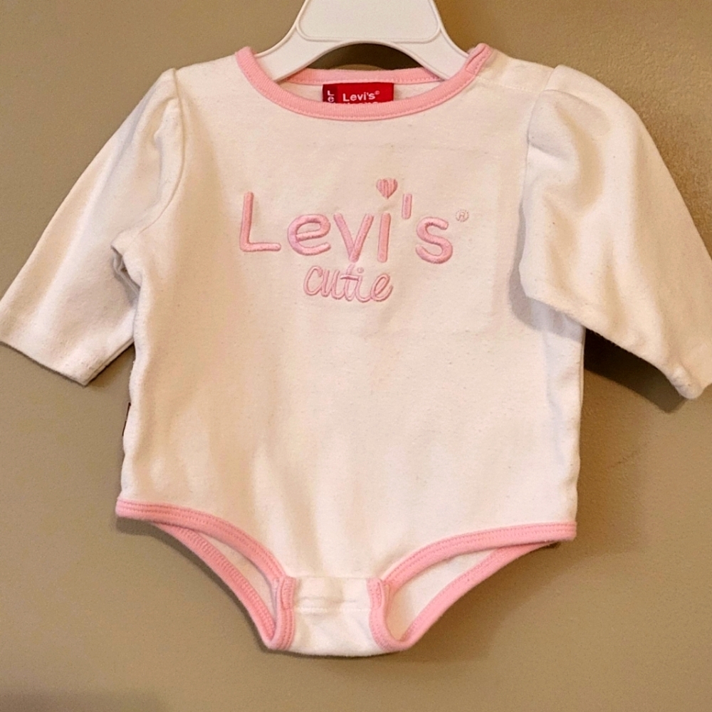 Levi's embrodiered long sleeve onesie/bodysuit